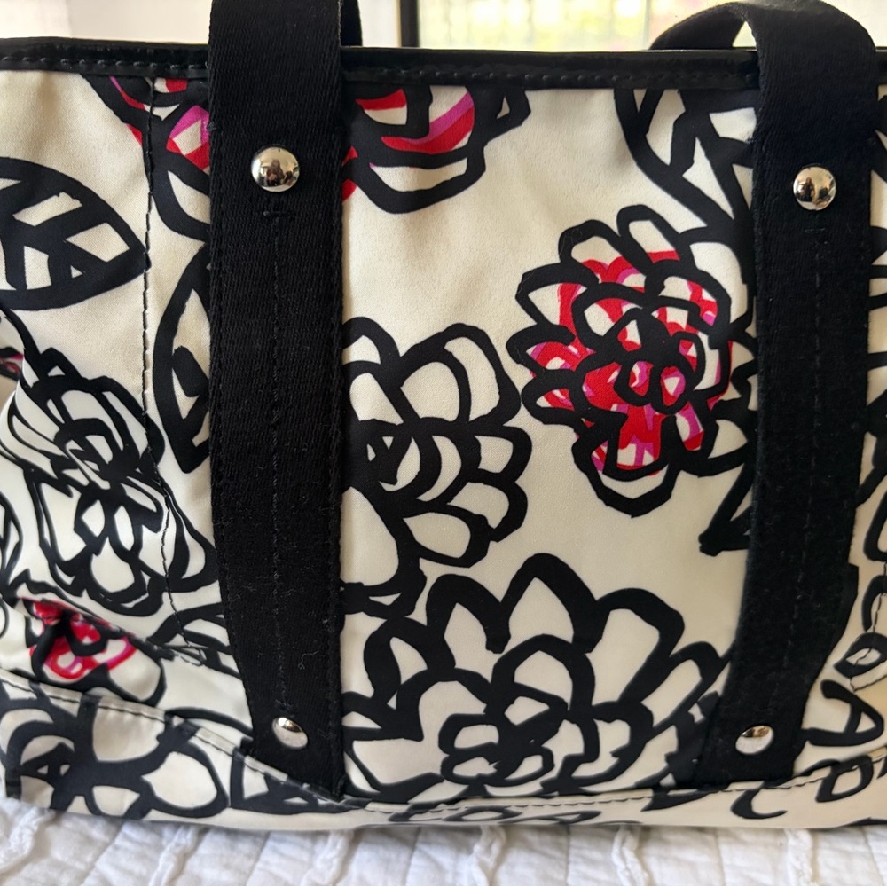 Coach RARE Poppy Daisy Floral Black, Fuchsia and White Graffiti Bag